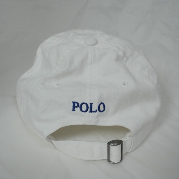 Ralph Lauren Polo Hat Cap Strap Back White Blue Pony Adjustable Mens - Picture 2 of 6